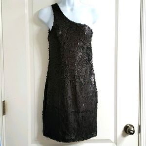 Forever 21 Black Sequin One Shoulder Mini Dress Size M NWT Party Cocktail Club